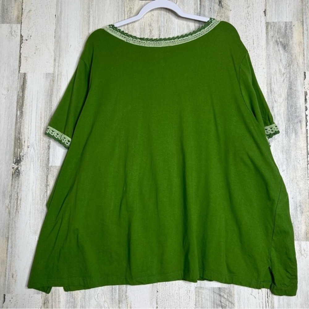 Veranesi Women's 4X Shirt Top Green‎ crochet trims and beaded tassel - Picture 3 of 13